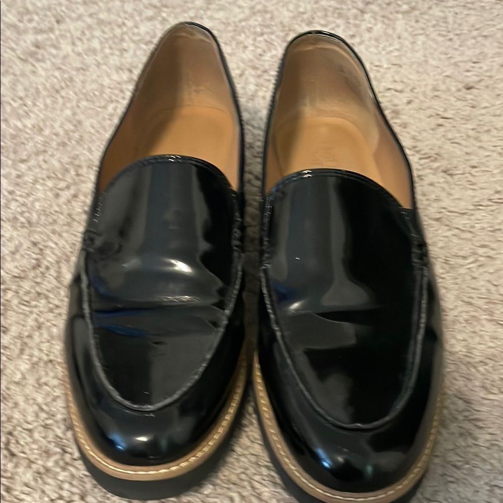 Black Patent Leather Loafers by Franco Sarto